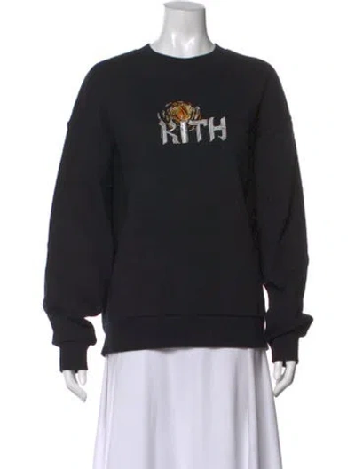 Pre-owned Kith Graphic Print Crew Neck Sweatshirt In Black