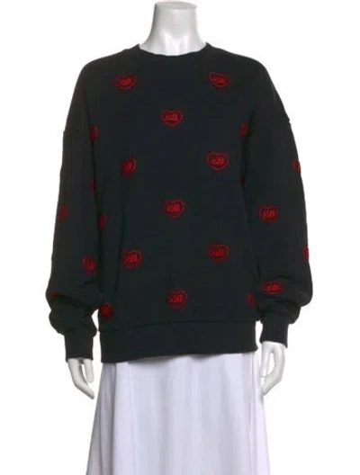 Pre-owned Kith Graphic Print Crew Neck Sweatshirt In Black