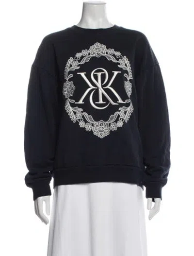 Pre-owned Kith Graphic Print Crew Neck Sweatshirt In Blue