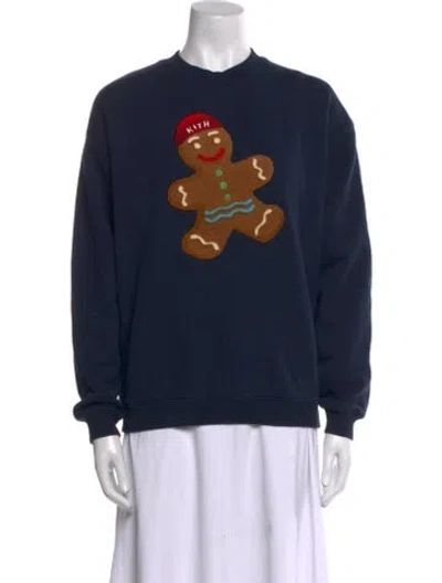 Pre-owned Kith Graphic Print Crew Neck Sweatshirt In Blue