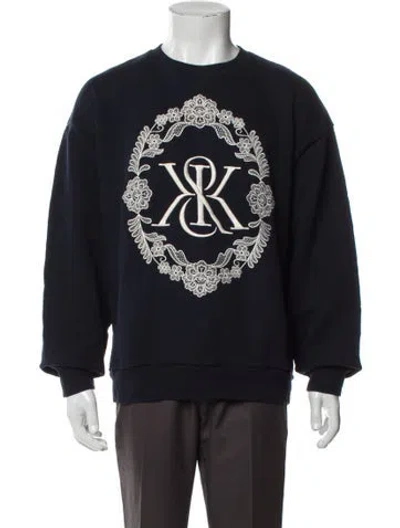 Pre-owned Kith Graphic Print Crew Neck Sweatshirt In Blue