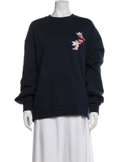 Pre-owned Kith Graphic Print Crew Neck Sweatshirt In Blue