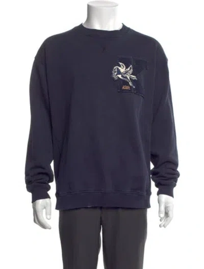 Pre-owned Kith Graphic Print Crew Neck Sweatshirt In Blue