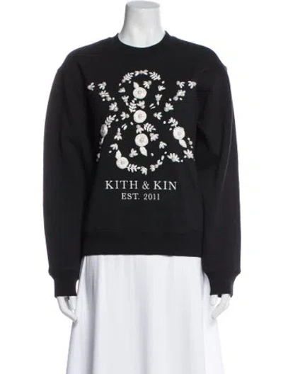 Pre-owned Kith Graphic Print Crew Neck Sweatshirt In Blue