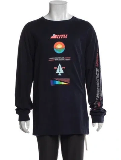 Pre-owned Kith Graphic Print Crew Neck Sweatshirt In Blue