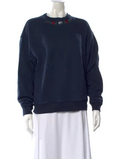 Pre-owned Kith Graphic Print Crew Neck Sweatshirt In Blue