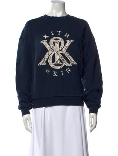 Pre-owned Kith Graphic Print Crew Neck Sweatshirt In Blue