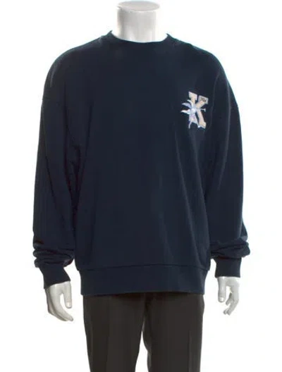 Pre-owned Kith Graphic Print Crew Neck Sweatshirt In Blue