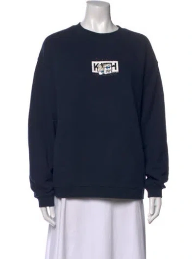 Pre-owned Kith Graphic Print Crew Neck Sweatshirt In Blue
