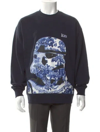 Pre-owned Kith Graphic Print Crew Neck Sweatshirt In Blue