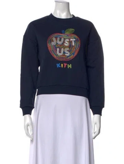 Pre-owned Kith Graphic Print Crew Neck Sweatshirt In Blue