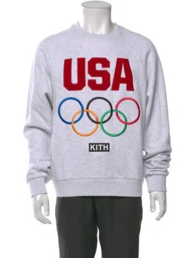 Pre-owned Kith Graphic Print Crew Neck Sweatshirt In Gray