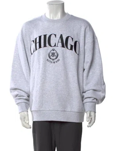 Pre-owned Kith Graphic Print Crew Neck Sweatshirt In Grey