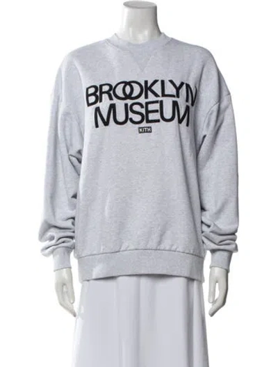 Pre-owned Kith Graphic Print Crew Neck Sweatshirt In Grey