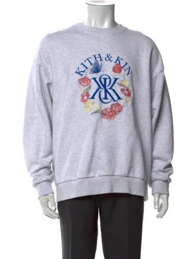 Pre-owned Kith Graphic Print Crew Neck Sweatshirt In Grey