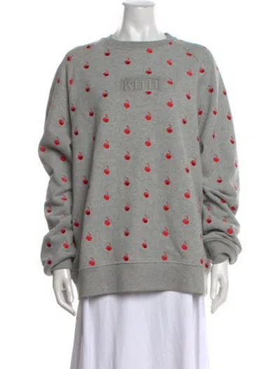Pre-owned Kith Graphic Print Crew Neck Sweatshirt In Grey