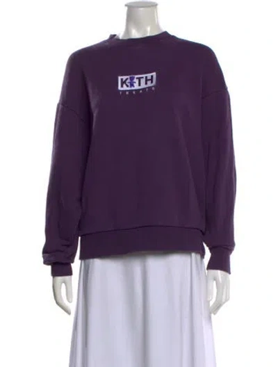 Pre-owned Kith Graphic Print Crew Neck Sweatshirt In Purple