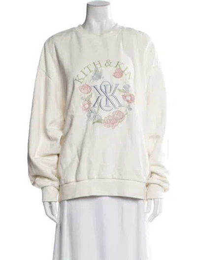 Pre-owned Kith Graphic Print Crew Neck Sweatshirt In White