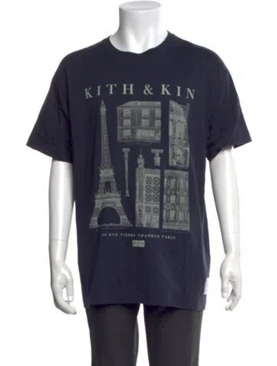 Pre-owned Kith Graphic Print Crew Neck T-shirt In Blue
