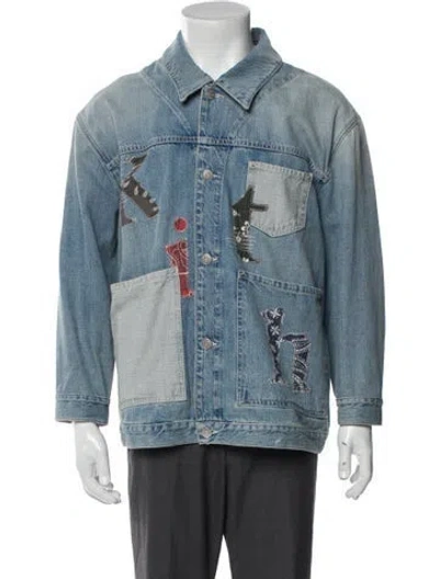 Pre-owned Kith Graphic Print Denim Jacket In Blue