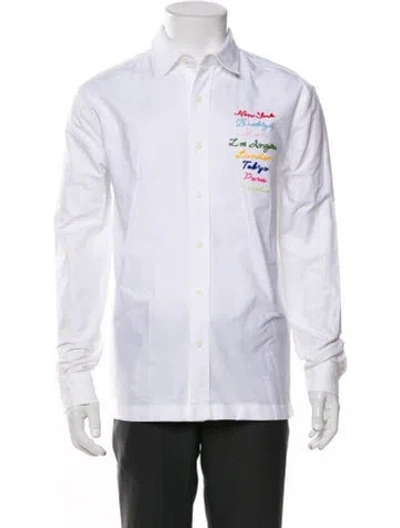 Pre-owned Kith Graphic Print Long Sleeve Dress Shirt In White