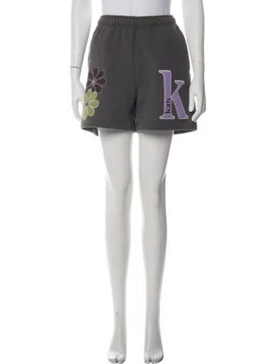 Pre-owned Kith Graphic Print Mini Shorts W/ Tags In Gray