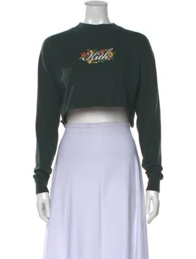 Pre-owned Kith Graphic Print Mock Neck Crop Top In Black