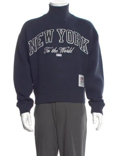 Pre-owned Kith Graphic Print Mock Neck Sweatshirt In Blue