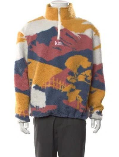 Pre-owned Kith Graphic Print Mock Neck Sweatshirt In Blue