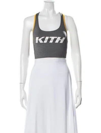 Pre-owned Kith Graphic Print Scoop Neck Sports Bra In Grey