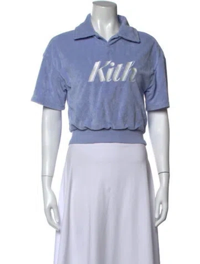 Pre-owned Kith Graphic Print Short Sleeve Polo In Blue