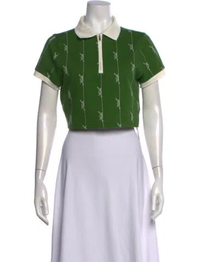 Pre-owned Kith Graphic Print Short Sleeve Polo In Green
