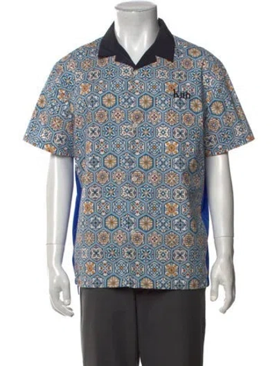 Pre-owned Kith Graphic Print Short Sleeve Shirt In Blue