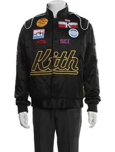 Pre-owned Kith Graphic Print Varsity Jacket In Black