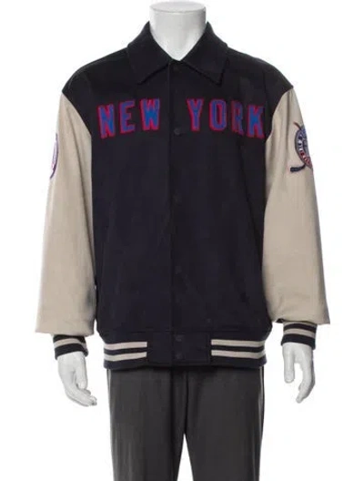 Pre-owned Kith Graphic Print Varsity Jacket In Blue