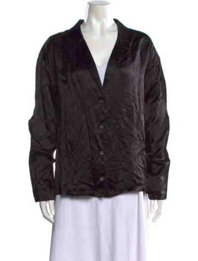 Pre-owned Kith Graphic Print V-neck Button-up Top In Black