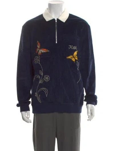 Pre-owned Kith Graphic Print V-neck Cardigan In Blue