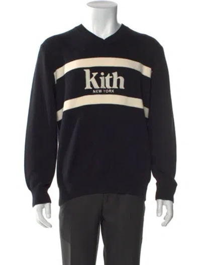 Pre-owned Kith Graphic Print V-neck Pullover In Black