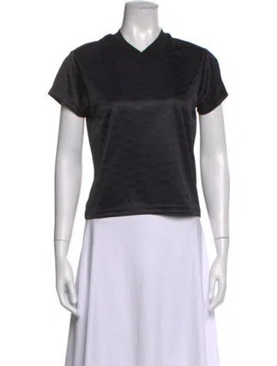 Pre-owned Kith Graphic Print V-neck T-shirt In Black