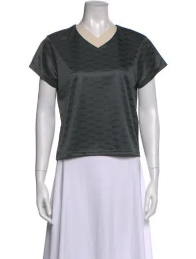 Pre-owned Kith Graphic Print V-neck T-shirt In Gray