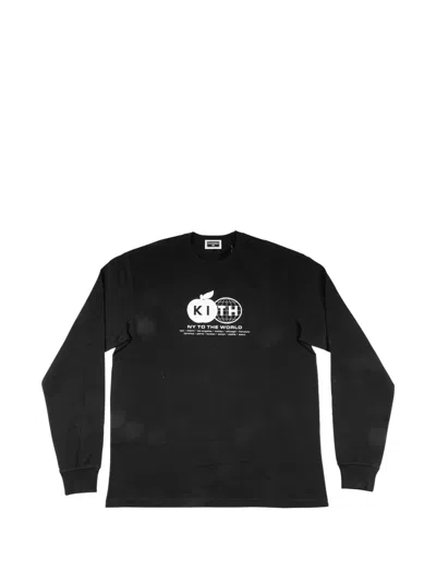 Kith Graphic-print Long-sleeve T-shirt In Black