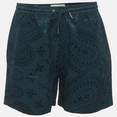 Pre-owned Kith Green Paisley Jacquard Faille Cedar Shorts L