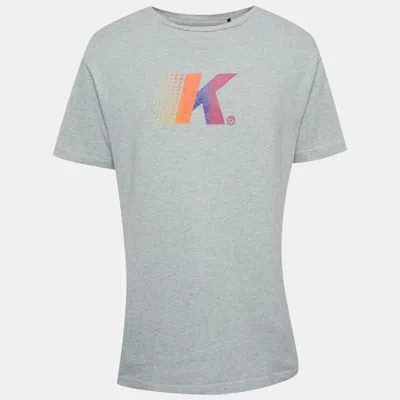 Kith Grey Logo Flocked Jersey Crewneck T-shirt In Gray