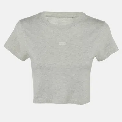 Kith Grey Logo Print Cotton Crop T-shirt In Gray
