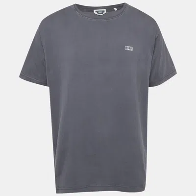 Pre-owned Kith Grey Logo Print Jersey Crewneck T-shirt L In Gray