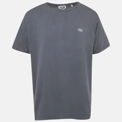 Kith Grey Logo Print Jersey Crewneck T-shirt In Multi