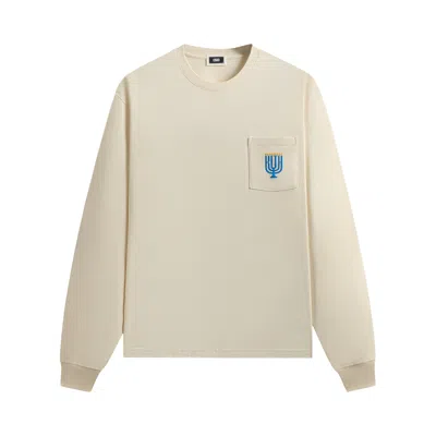 Pre-owned Kith Hanukkah Stained Glass Long Sleeve Pocket Tee 'sandrift' | White | Men's Size L