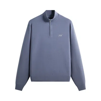 Pre-owned Kith Harmon Quarter Zip Mock Neck 'granite' | Blue | Men's Size Xs