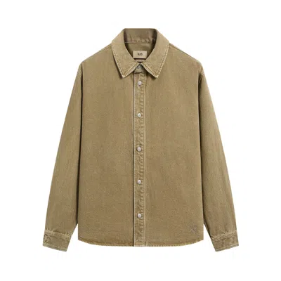 Pre-owned Kith Herringbone Denim Apollo Shirt 'deliver' | Tan | Men's Size Xl