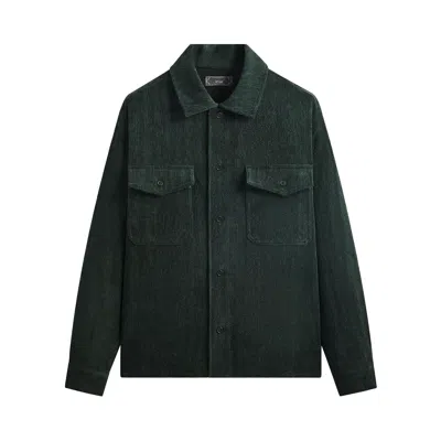 Pre-owned Kith Herringbone Velour Henson Buttondown 'stadium' | Green | Men's Size Xl